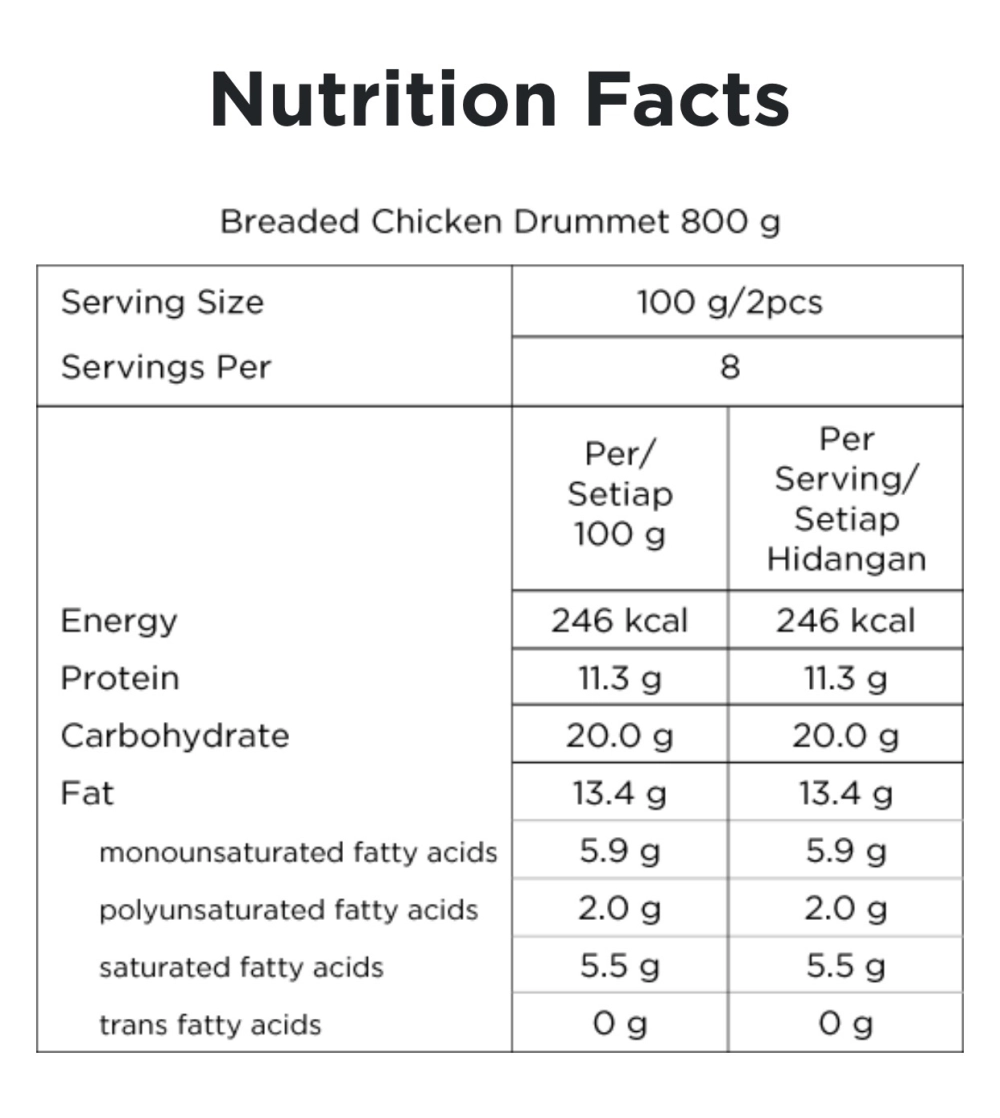 Ayam Dindings Original Breaded Chicken Drummet 800g