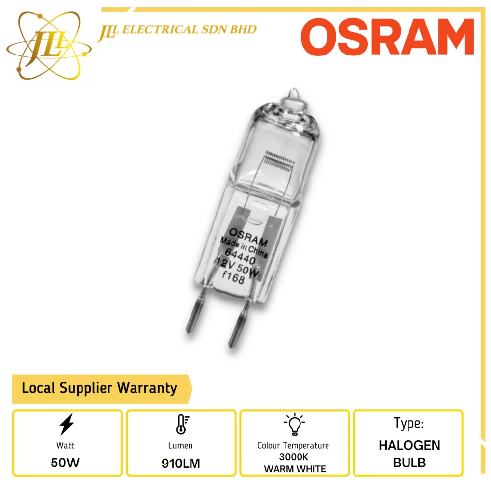 OSRAM 64440 50W 12V GY6.35 910LM 3000K WARM WHITE HALOGEN ROCKET BULB Kuala  Lumpur (KL), Selangor, Malaysia Supplier, Supply, Supplies, Distributor |  JLL Electrical Sdn Bhd