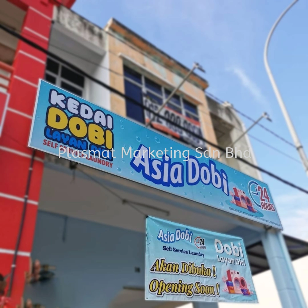 Signboard, Wall Sticker and Banner Kedai Dobi 24 hours