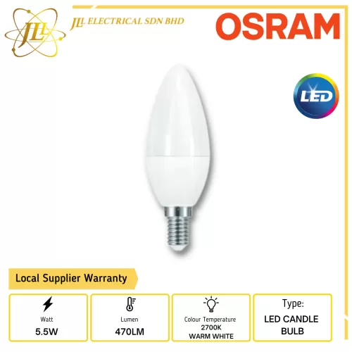 OSRAM LED STAR CLB40 5.5W E14 2700K WARM WHITE LED CANDLE FROSTED BULB