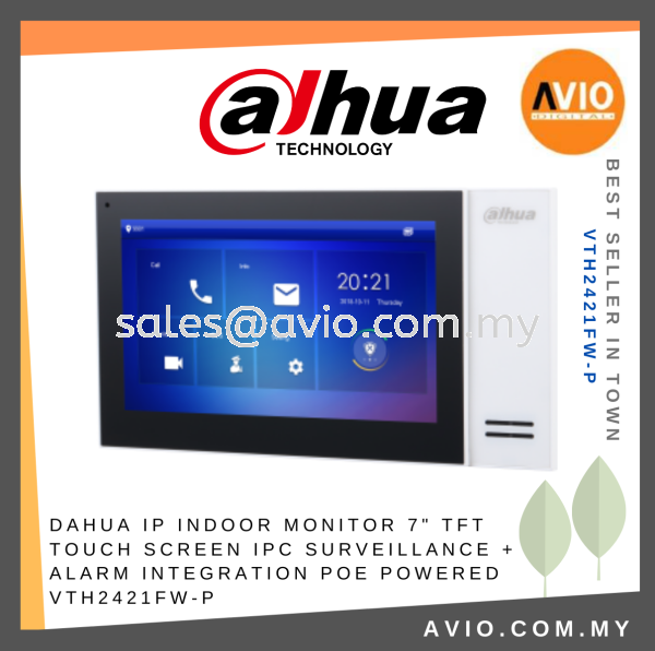 Dahua Digital VTH IP Indoor Monitor 7" TFT Touch Screen IPC Surveillance Alarm Integration POE SD Card Slot VTH2421FW-P DOOR ACCESS CONTROL DAHUA Johor Bahru (JB), Kempas, Johor Jaya Supplier, Suppliers, Supply, Supplies | Avio Digital