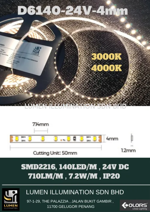 D6140-24V-4mm LED STRIP - 24VDC