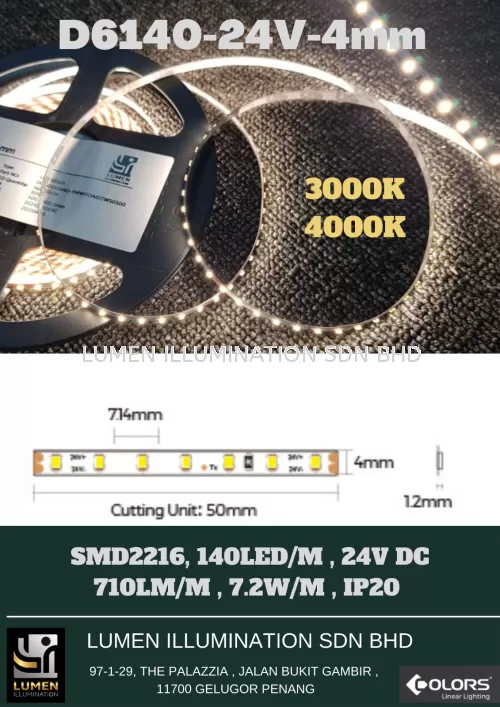 D6140-24V-4mm LED STRIP -24VDC