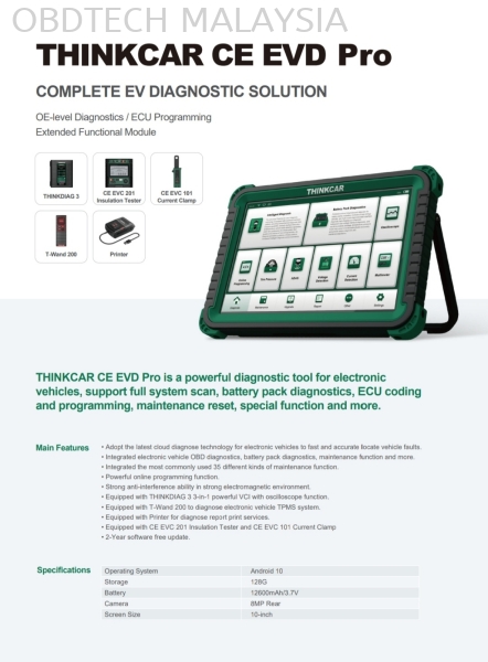 Intelligent EV Diagnostic and EV Battery Equipment  ThinkCar Professional Diagnostic Scanner Melaka, Malaysia Supplier, Suppliers, Supply, Supplies | OBD Automotive Technology Sdn Bhd