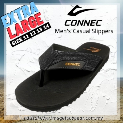 Connec Extra Size Men Casual Slippers-CS-89-8345-BLACK Colour