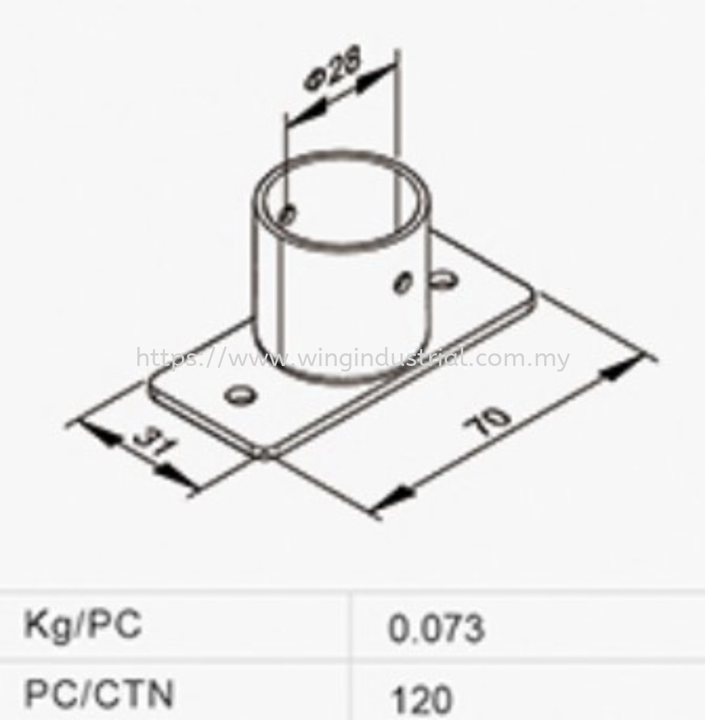 Rectangular Stanchion Mount (L-6)