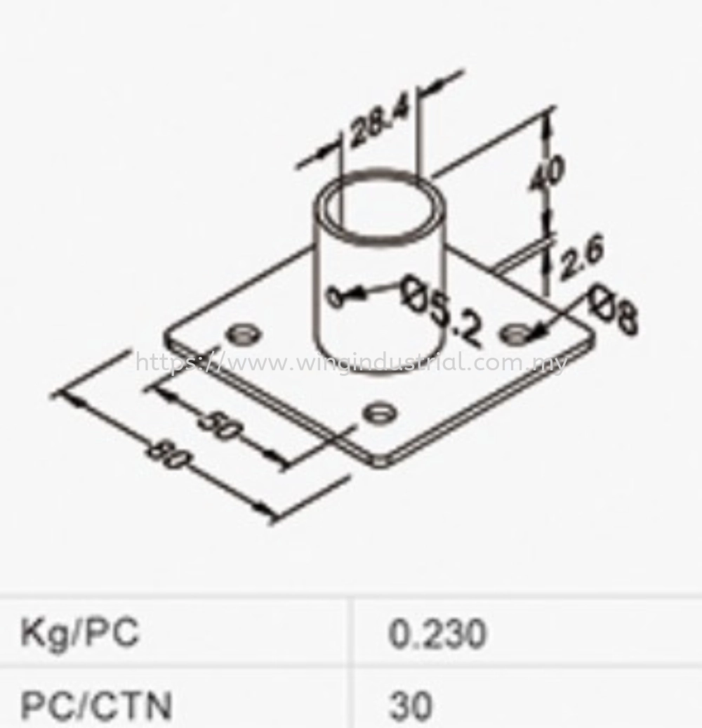 Square Stanchion Mount (L-9)