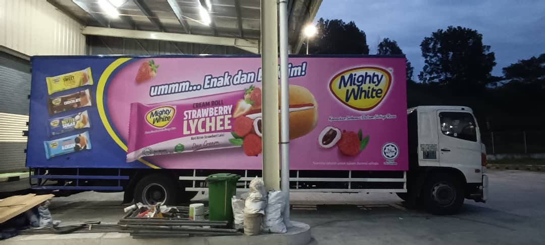 Mighty White Strawberry Lychee Lorry Sticker