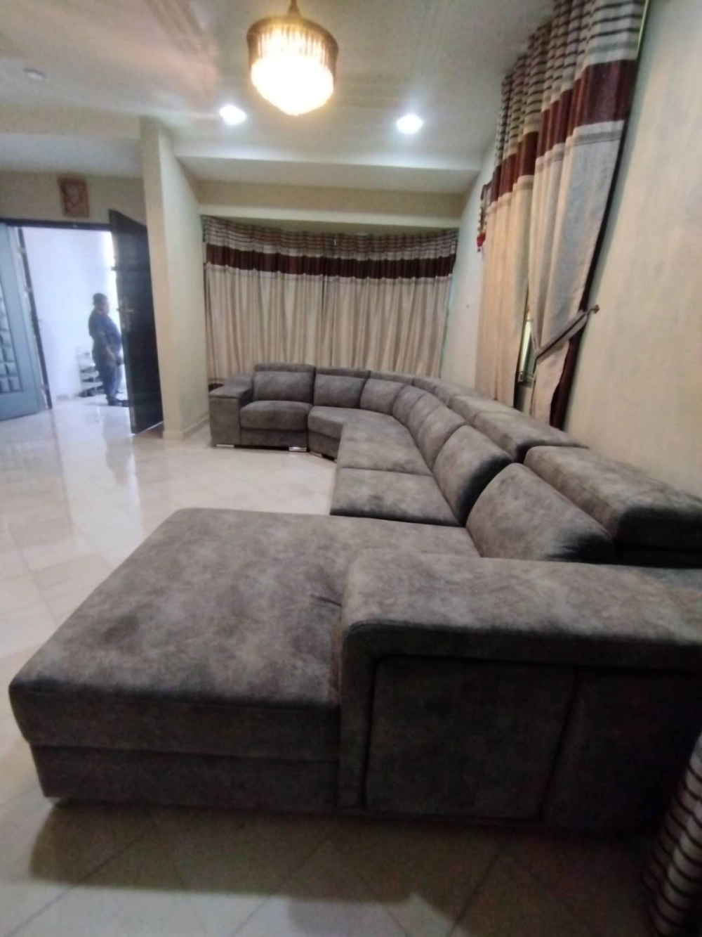 Black Corner C Shape Sofa