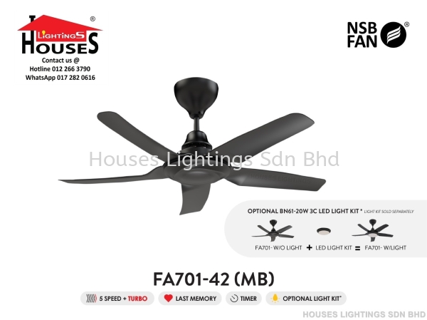 FA701 MATT BK-5B(42") AC-NSB New Arrival NSB Ceiling Fan Ceiling Fan Selangor, Malaysia, Kuala Lumpur (KL), Puchong Supplier, Suppliers, Supply, Supplies | Houses Lightings Sdn Bhd