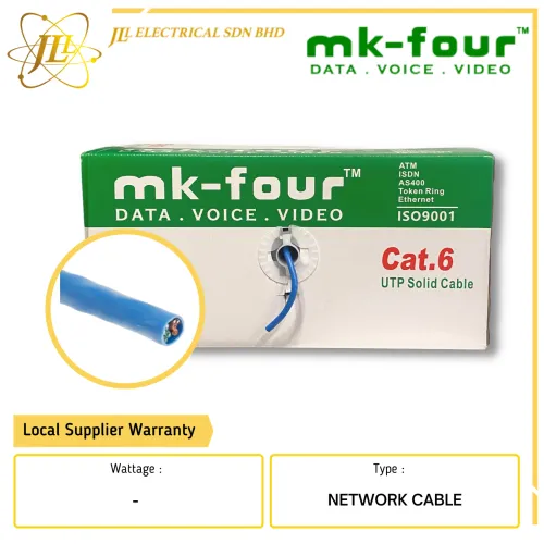 MK-FOUR UTP CAT6 SOLID ETHERNET NETWORK CABLE