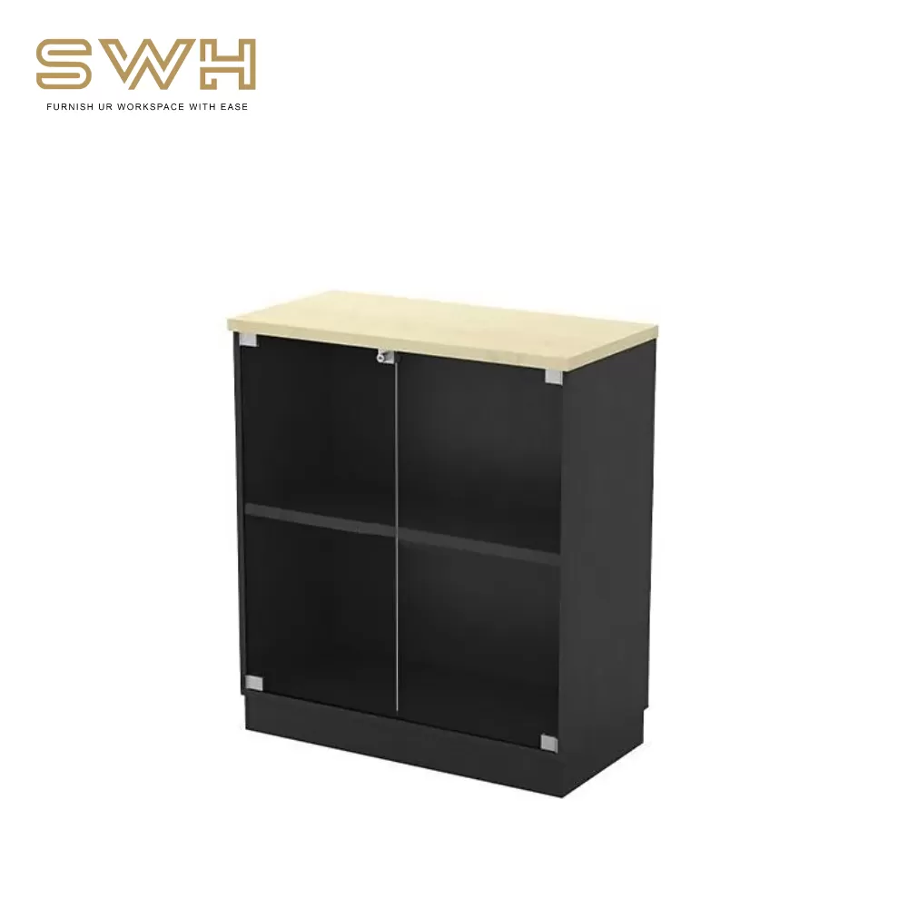 Swinging Glass Door Low Cabinet | Office Furniture Penang