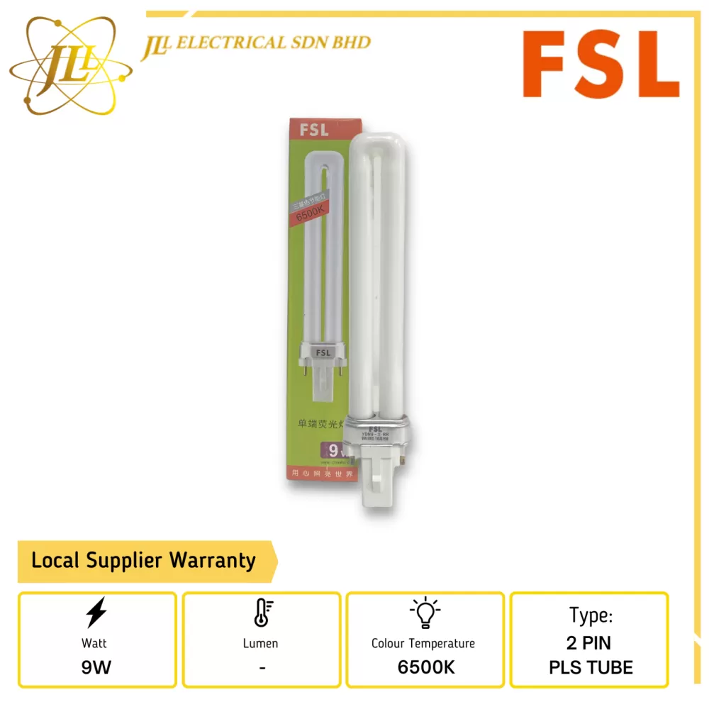 FSL 9W 6500K G23 2 PIN PLS COMPACT FLUORESCENT TUBE