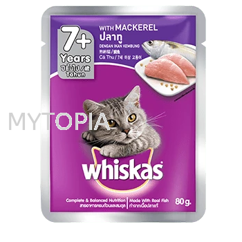 WHISKAS POUCH 7+ MACKEREL 80G WHISKAS  CAT FOOD Perak, Malaysia, Selangor, Kuala Lumpur (KL), Ipoh, Batu Gajah Supplier, Suppliers, Supply, Supplies | MYTOPIA PETCARE SDN. BHD.