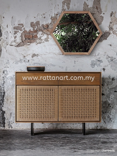 WOODEN CABINET WITH WOVEN ROPE