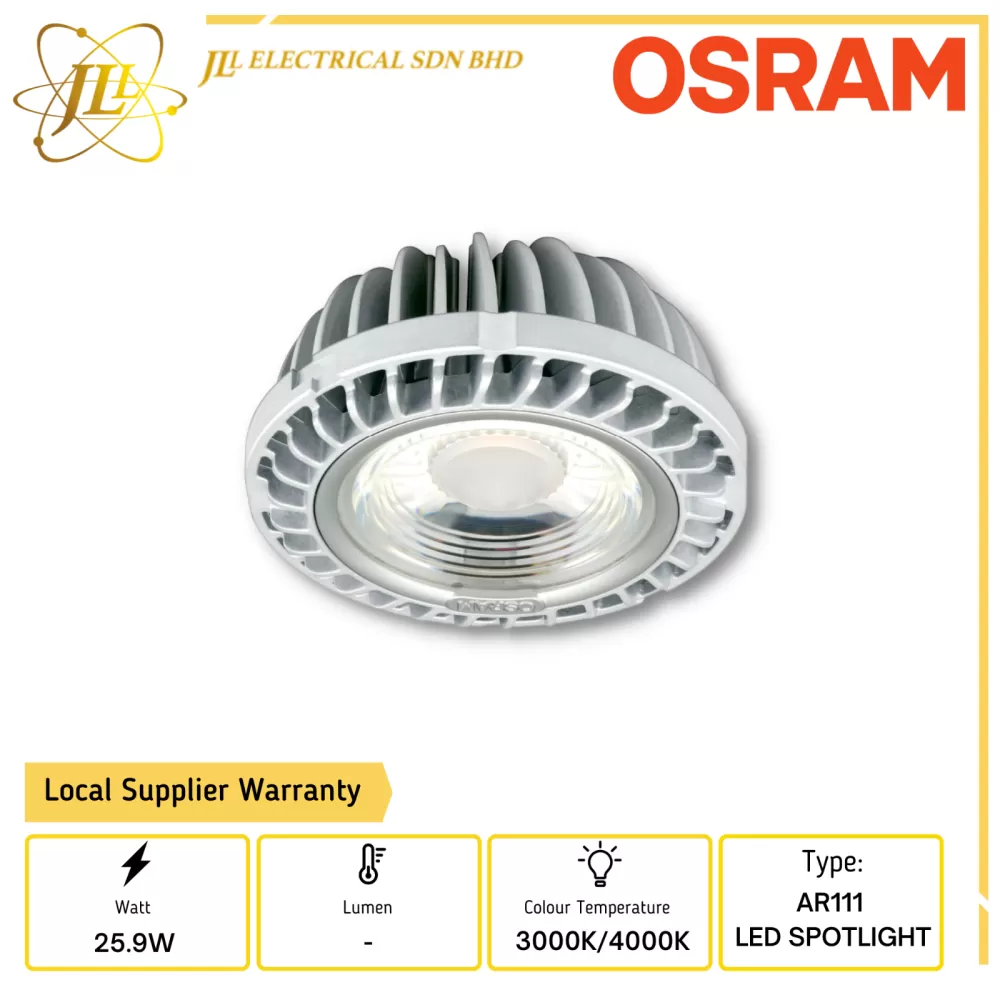 OSRAM PREVALED PL-CN111 2800 24D G1 25.9W AR111 LED SPOTLIGHT [3000K/4000K]  OSRAM Kuala Lumpur (KL), Selangor, Malaysia Supplier, Supply, Supplies,  Distributor | JLL Electrical Sdn Bhd