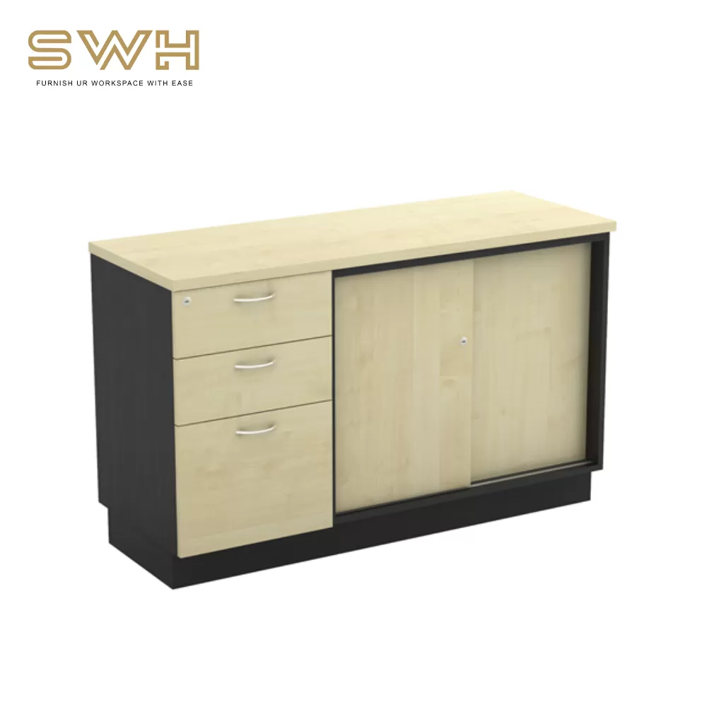 Sliding Door Cabinet + Fixed Pedestal 2Drawer1Filling