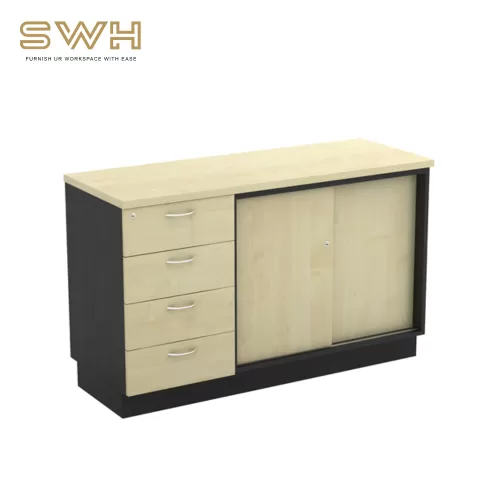 Sliding Door Cabinet + Fixed Pedestal 4 Drawer | Office Furniture Penang
