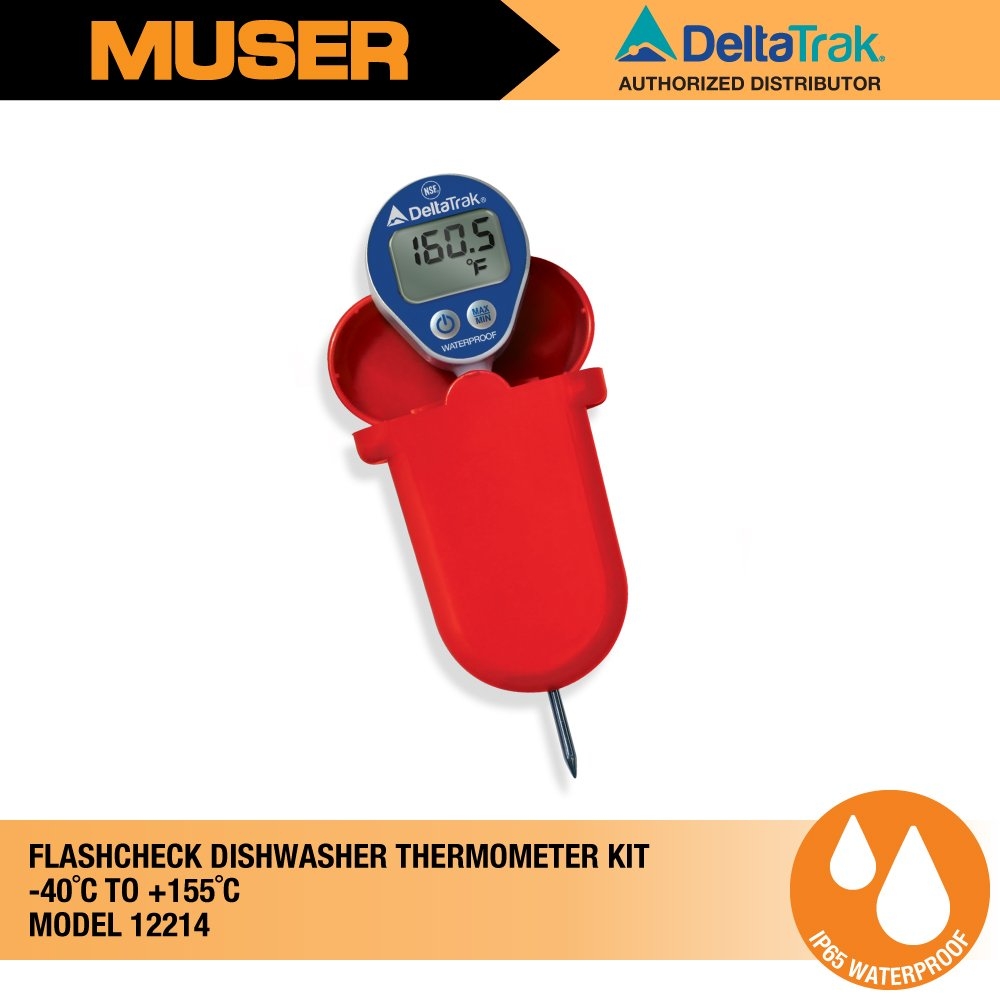 DeltaTrak 12214 Dishwasher Thermometer Kit w/ ABS Waterproof Case