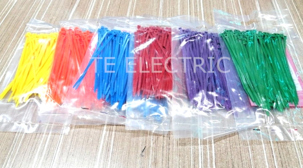 (100PCS) 4 INCH COLOUR SELF LOCKING CABLE TIE ORANGE RED GREEN PURPLE YELLOW BLUE (100MM X 2MMM)