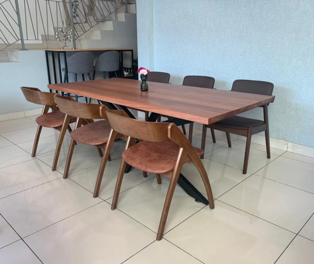 Solid Nyatoh Wood Dining Set ( 180cm L / 210cm L / 240cm L Table + 6 Chairs)