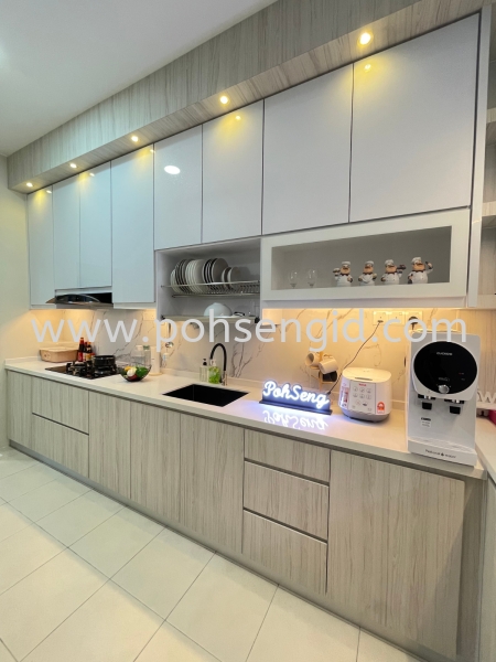 4G Glass Door Kitchen Cabinet #IringanBayu Kitchen Seremban, Negeri Sembilan (NS), Malaysia Renovation, Service, Interior Design, Supplier, Supply | Poh Seng Furniture & Interior Design