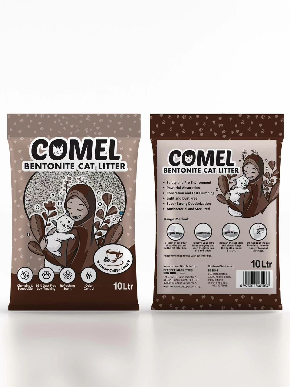 61037 Comel 10L Cat Litter - Coffee