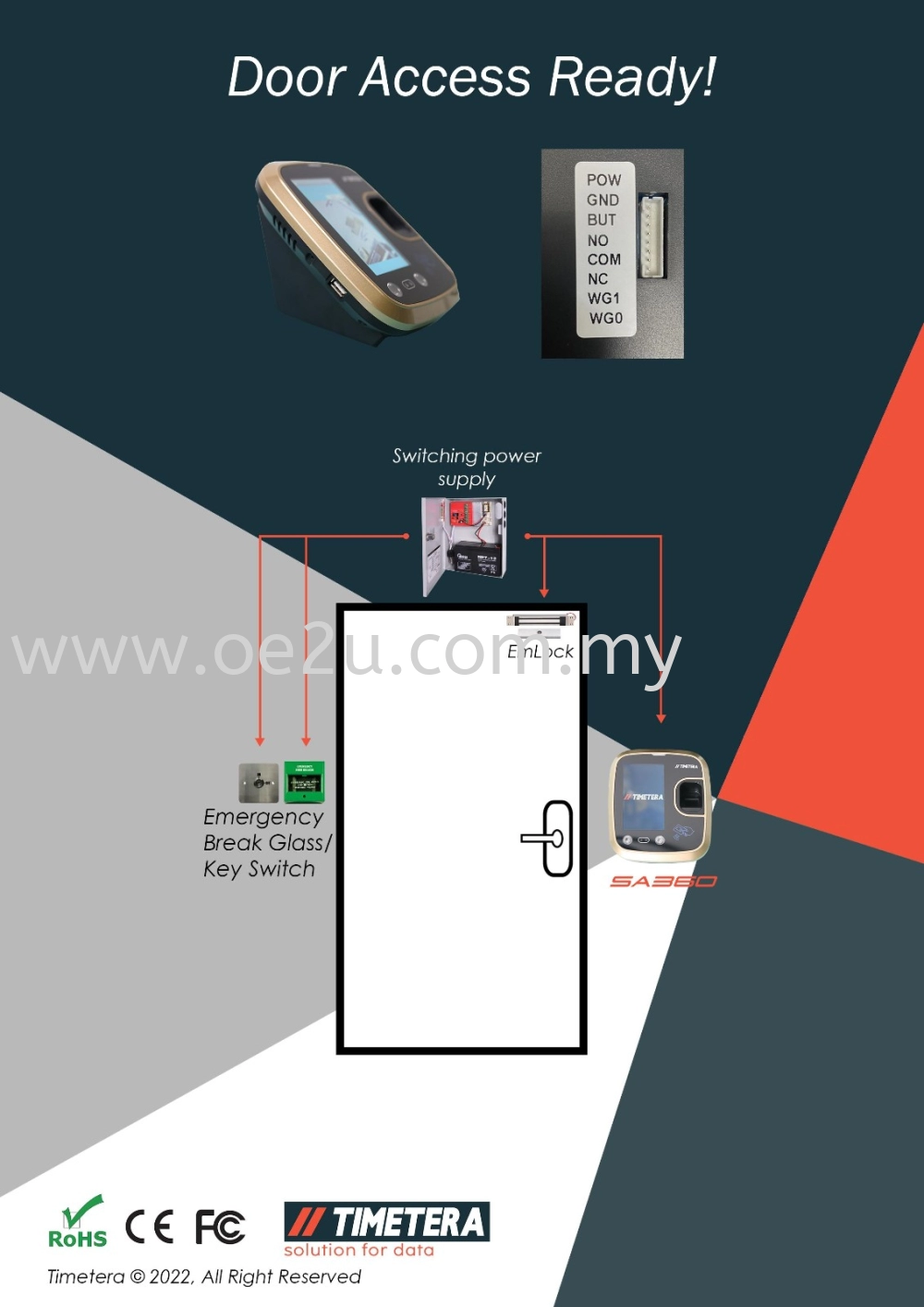 TIMETERA SA360 Face Recognition & Fingerprint Time Attendance System With Door Access Control (Software Reporting & WiFi Connection)