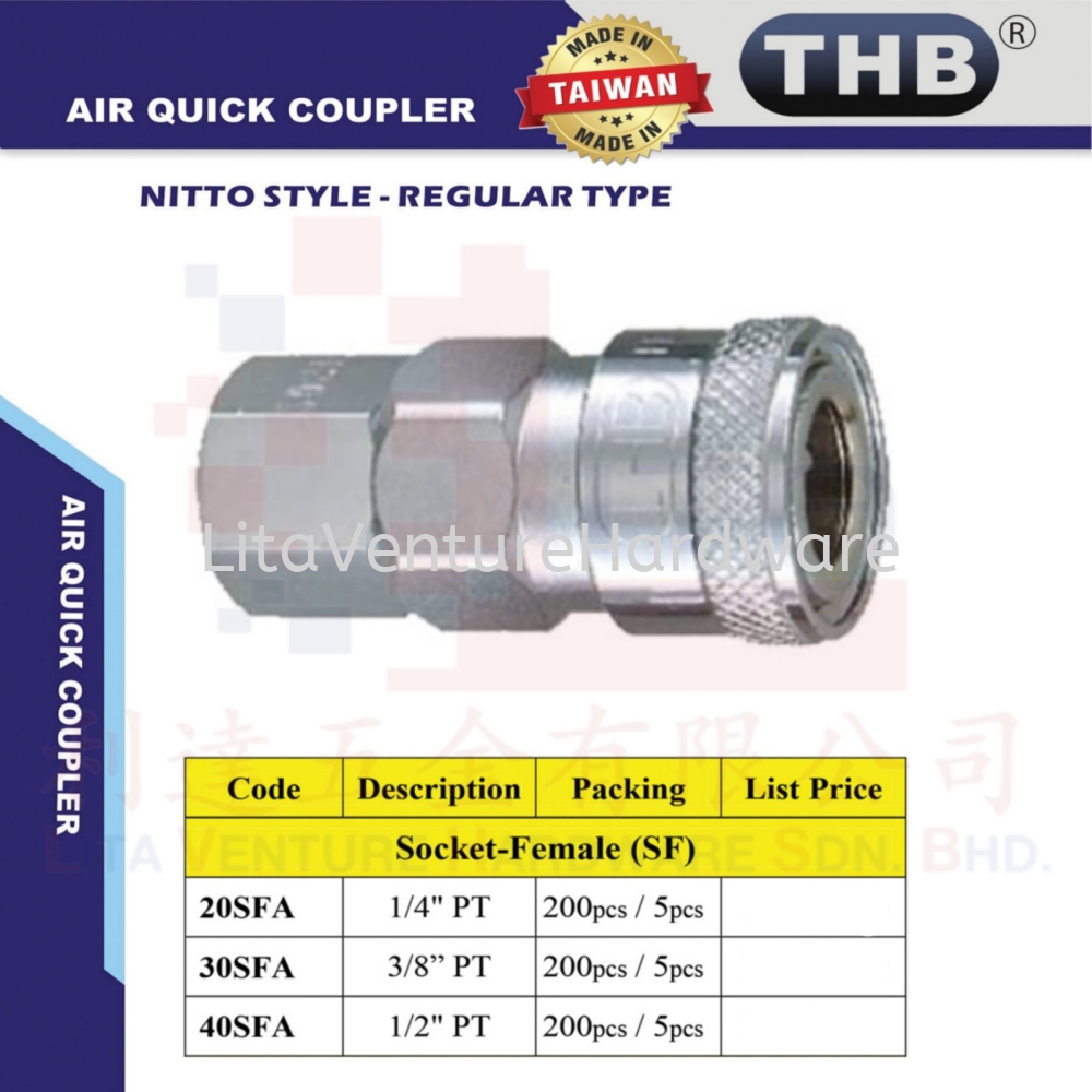 THB MADE IN TAIWAN AIR QUICK COUPLER 20SFA 30SFA 40SFA