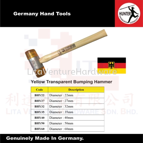 GERMANY BRAND YELLOW TRANSPARENT BUMPING HAMMER BHY22 BHY27 BHY32 BHY35 BHY40 BHY50 BHY60