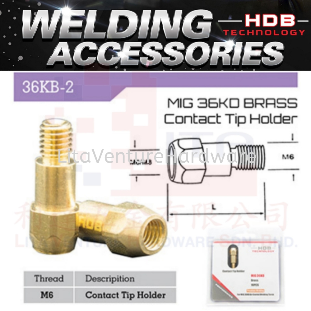 HDB BRAND MIG 36KD BRASS CONTACT TIP HOLDER 36KB2