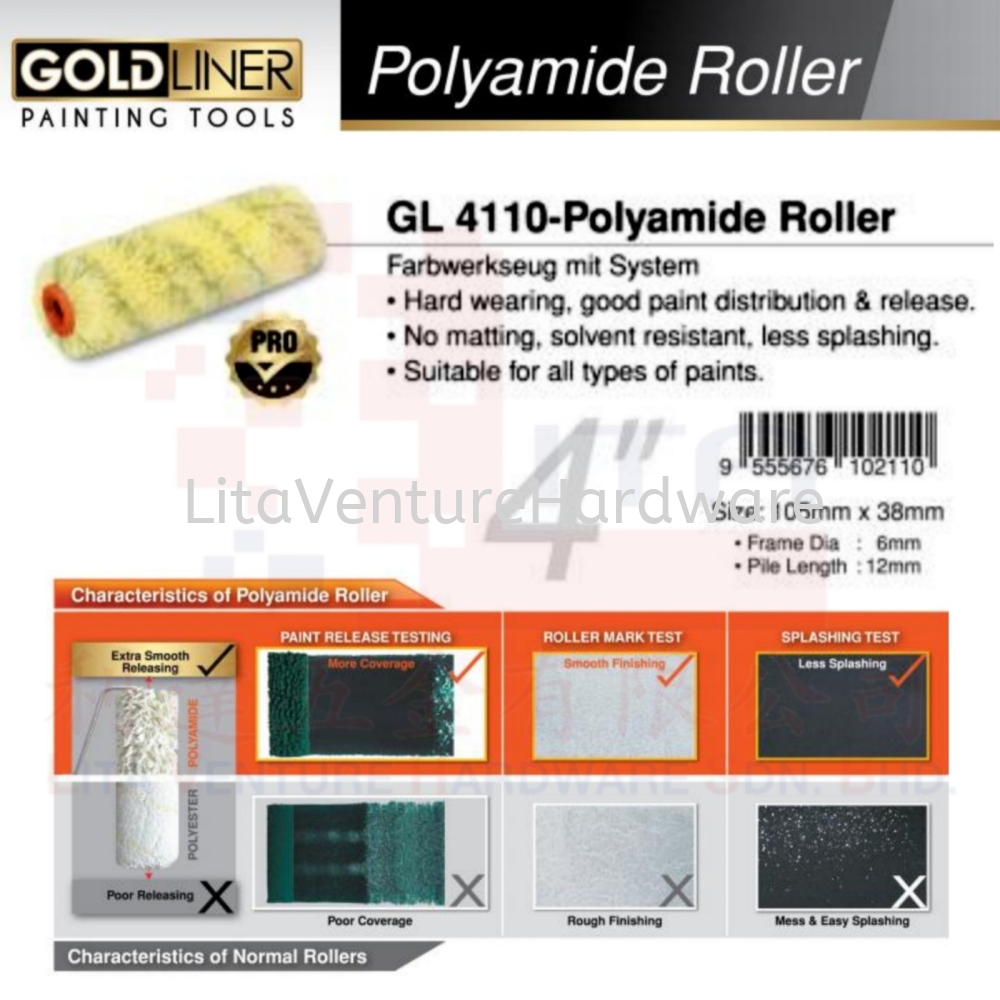 GOLDLINER BRAND GL4110 POLYAMIDE ROLLER