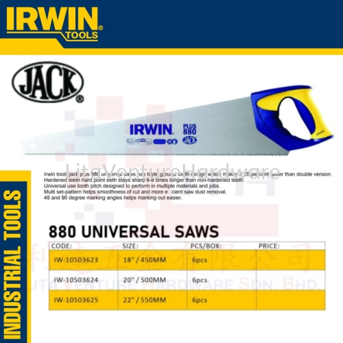 IRWIN BRAND 880 UNIVERSAL SAWS IW10503623 IW10503624 IW10503625