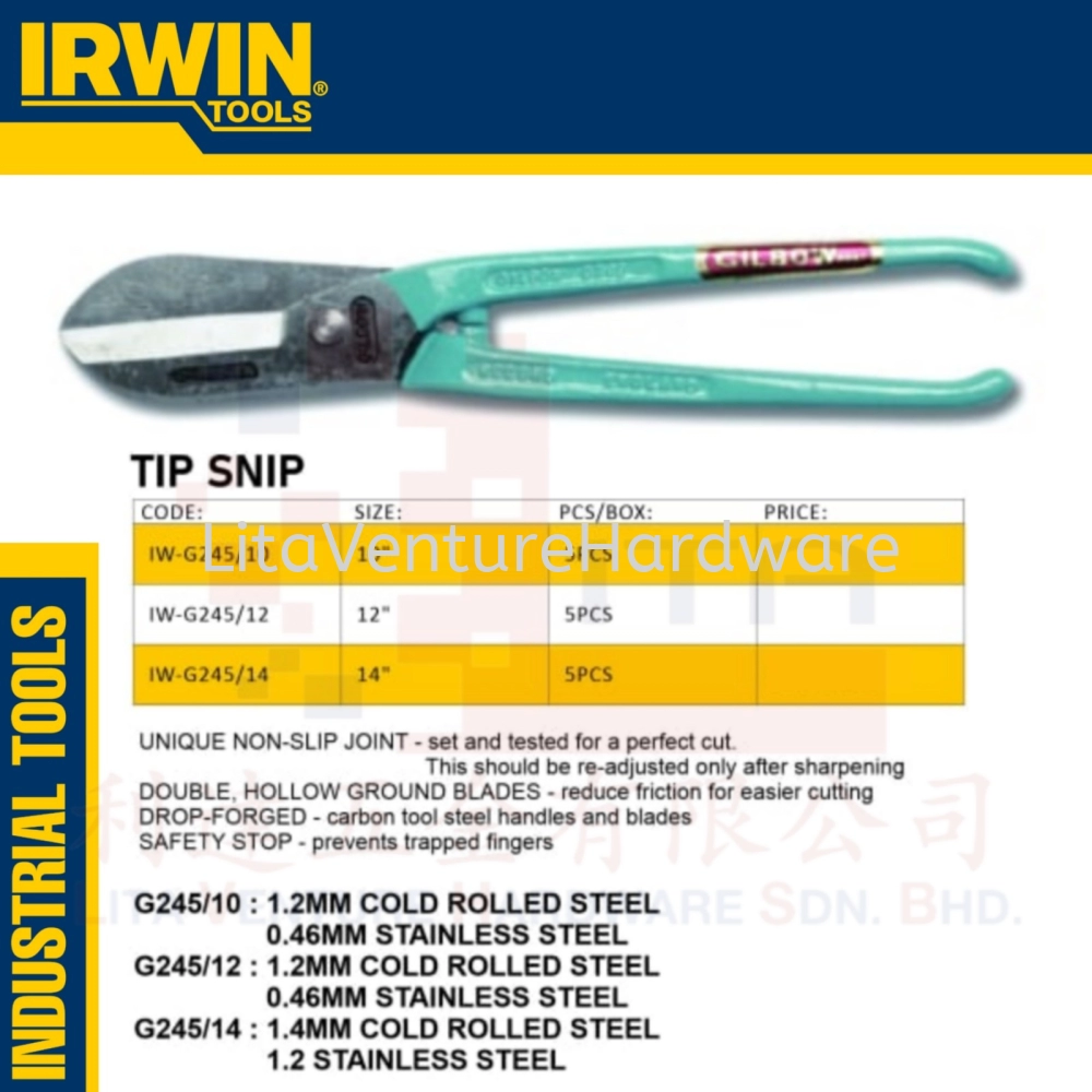 IRWIN BRAND TIP SNIP IWG24510 IWG24512 IWG24514