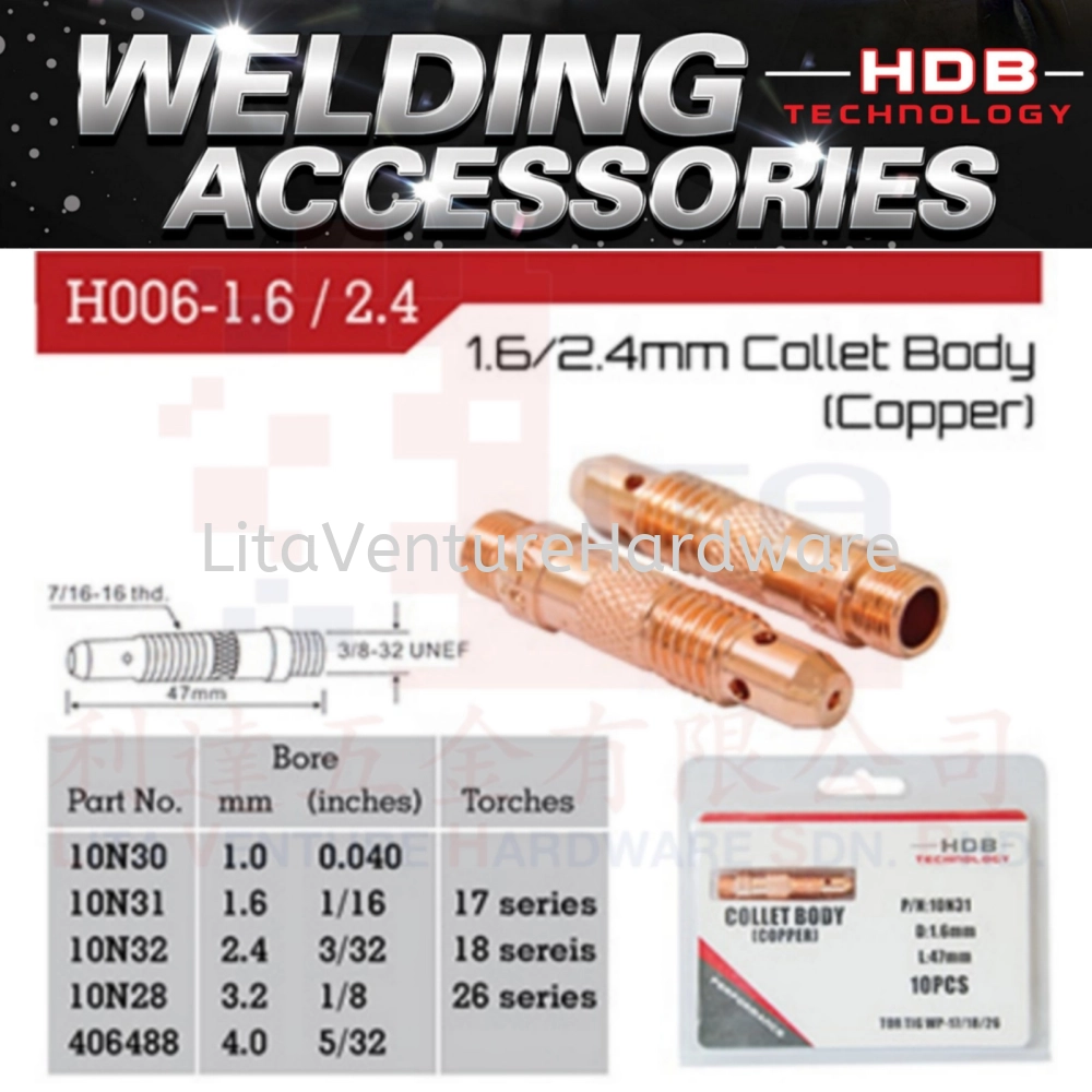 HDB BRAND 16/24MM COLLET BODY H0061624