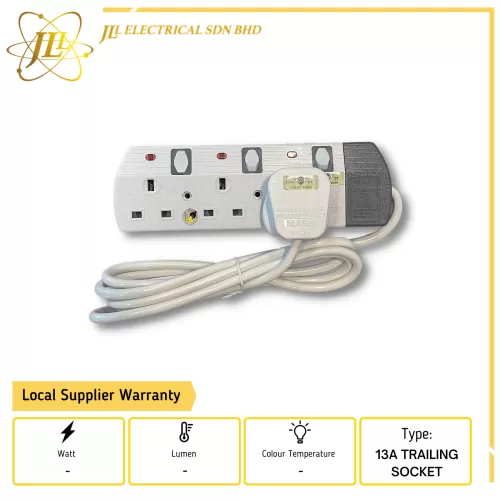 MARS 6723 13A 3 GANG NEON TRAILING SOCKET C/W SIRIM [2M/5M]
