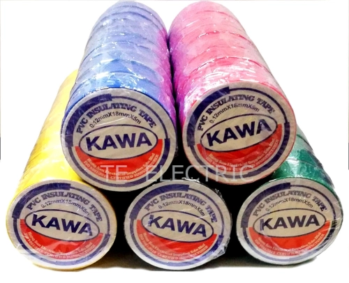 (10PCS) KAWA PVC TAPE 18MM KAWA PVC ELECTRICAL WIRE TAPE RED/GREEN/BLUE/BLACK/YELLOW