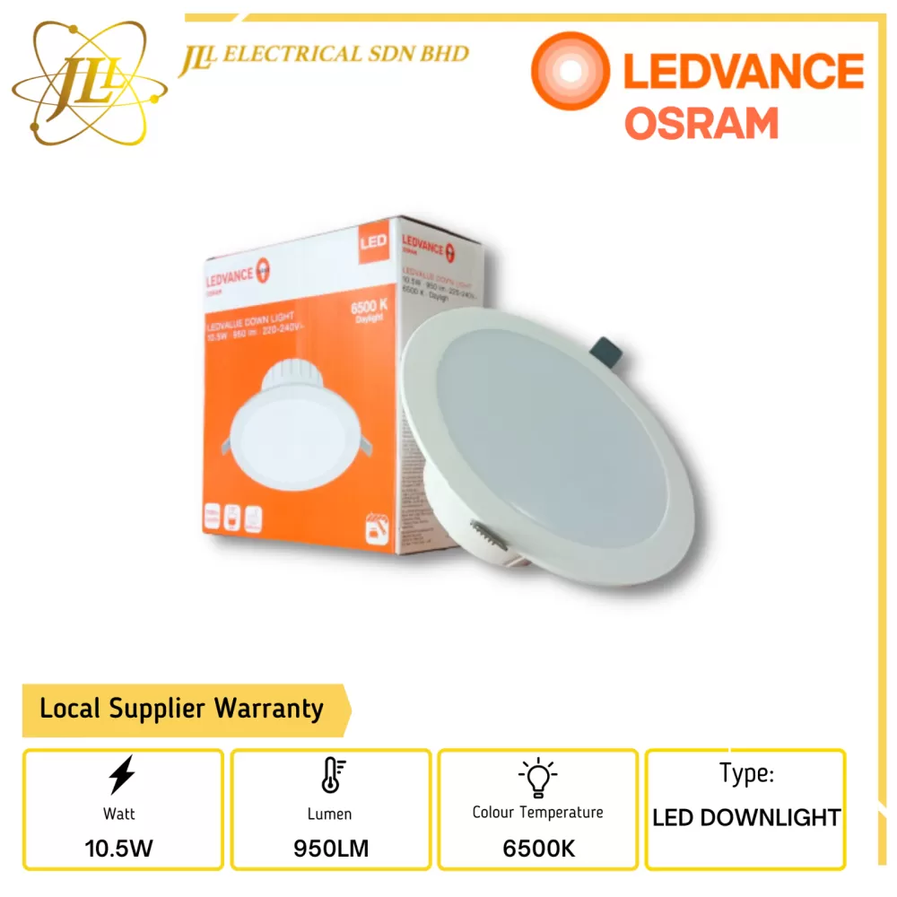 OSRAM LEDVALUE 10.5W 240V 6500K LED DOWNLIGHT Kuala Lumpur (KL), Selangor,  Malaysia Supplier, Supply, Supplies, Distributor | JLL Electrical Sdn Bhd