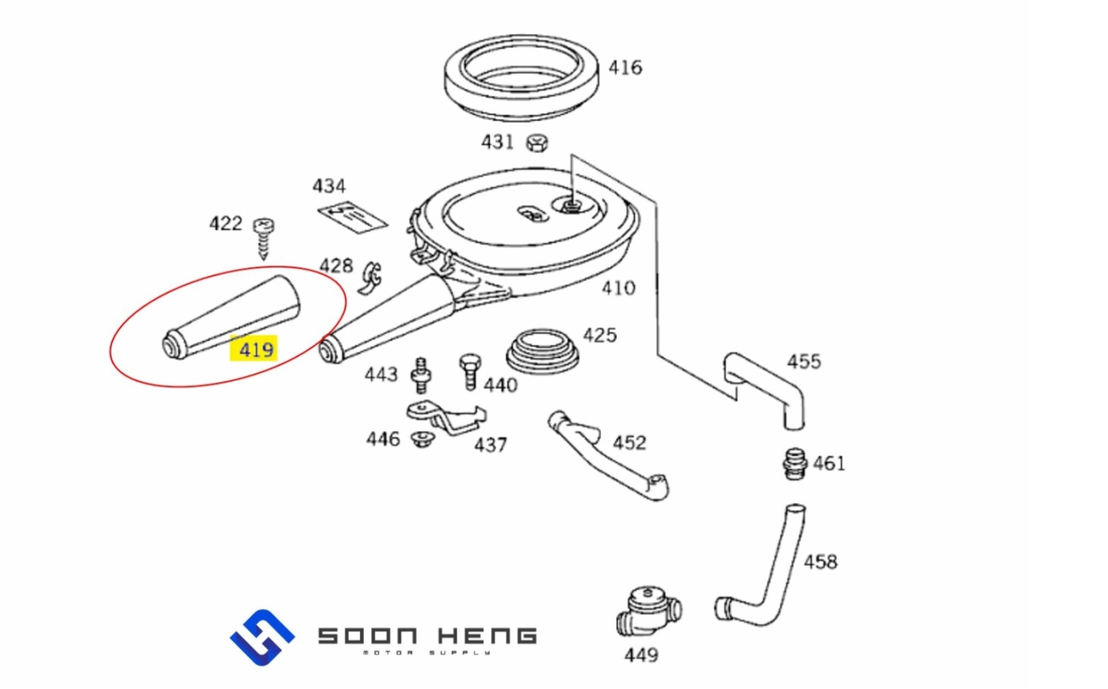 Mercedes-Benz with Engine M102.980 - Intake Pipe (Original MB)