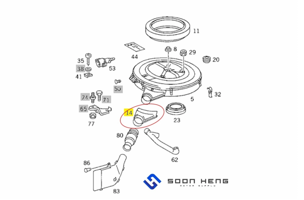 Mercedes-Benz with Engine M102.910/ 962/ 963/ 982/ 985 - Intake Pipe Connector (Original MB)