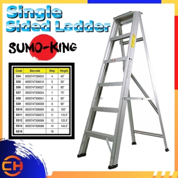 Sumo King Aluminium Single Sided Ladder - Tangga Aluminium sizes from 4 steps to 16 steps