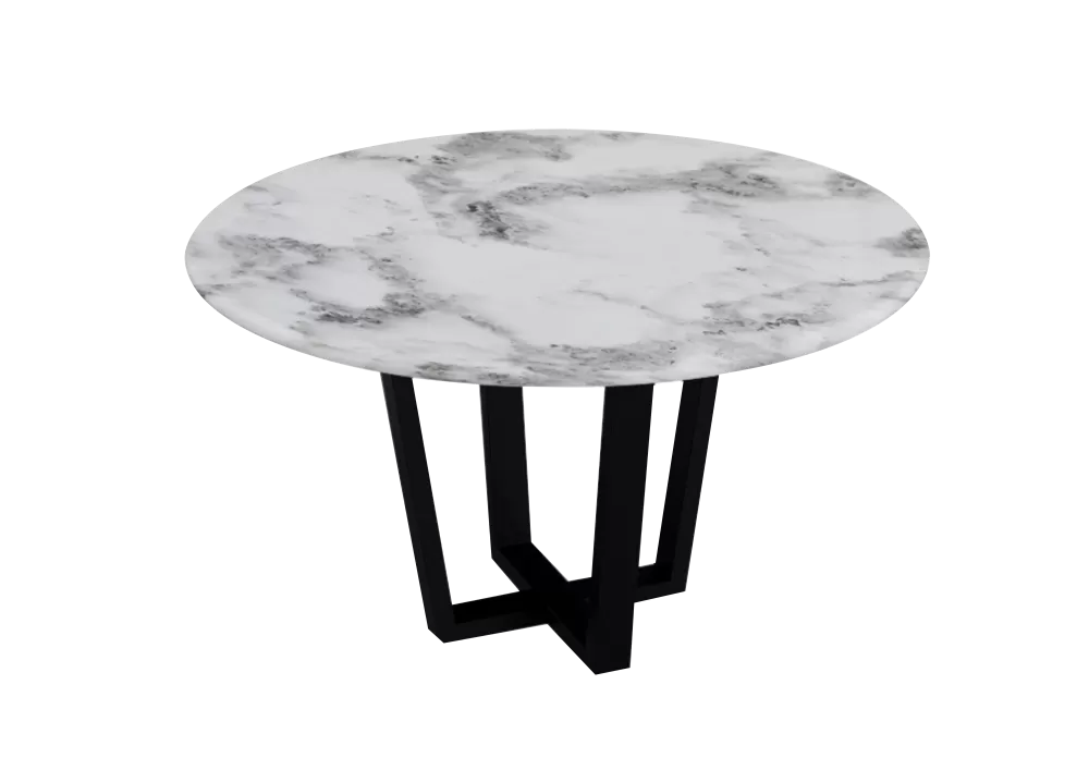 Carbon Cross Marble Round Dining Set (130cm Dia  / 150cm Dia)