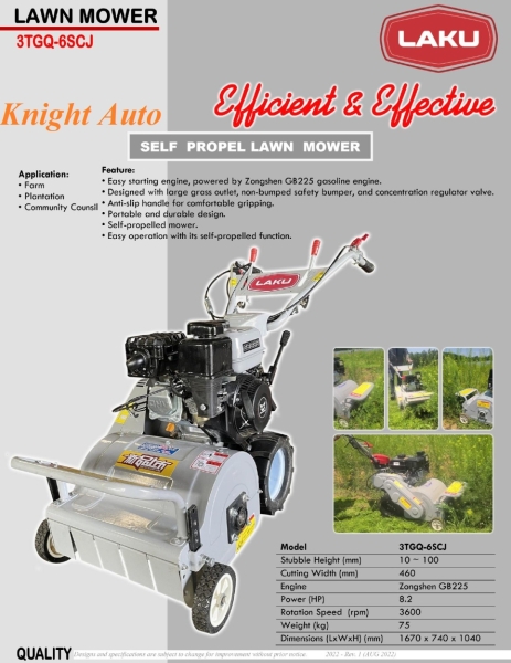 Laku 3TGQ-6SCJ Self Propel Lawn Mower c/w Zongshen GB225 C003 Lawn Mower & Trimmer Agricultural (Brand) Selangor, Malaysia, Kuala Lumpur (KL), Seri Kembangan, Setapak, Kajang Supplier, Suppliers, Supply, Supplies | Knight Auto Sdn Bhd