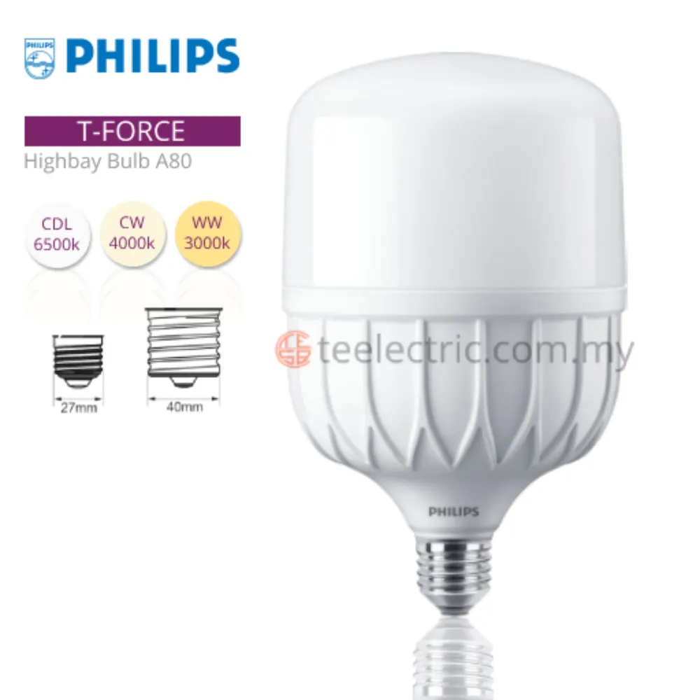 PHILIPS TFORCE LED HIGHBAY BULB E27 / E40 40W / 50W / 80W LED BULB ...