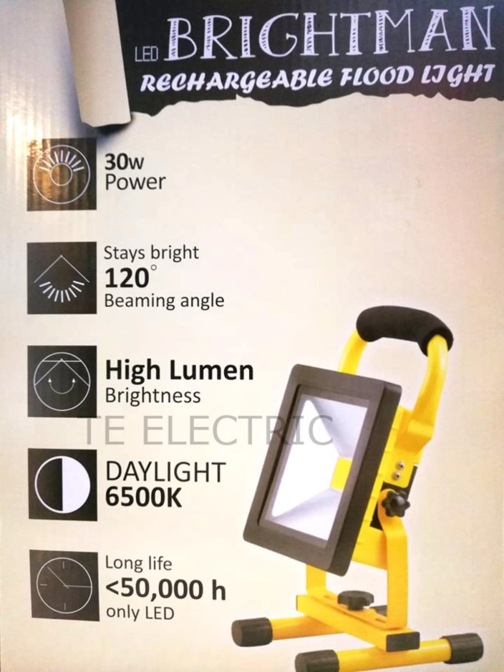 BRIGHTMAN 30W IP65 PORTABLE FLOODLIGHT MAGNET BRACKET LED RECHARGEABLE WORKING LAMP AC DC CHARGER WEATHERPROOF