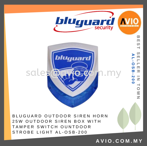 Bluguard Outdoor Siren Set Package All in One Big Blue Color Box Horn 25w with Strobe Light Tamper Switch AL-OSB-200 Wired Alarm BLUGUARD Johor Bahru (JB), Kempas, Johor Jaya Supplier, Suppliers, Supply, Supplies | Avio Digital