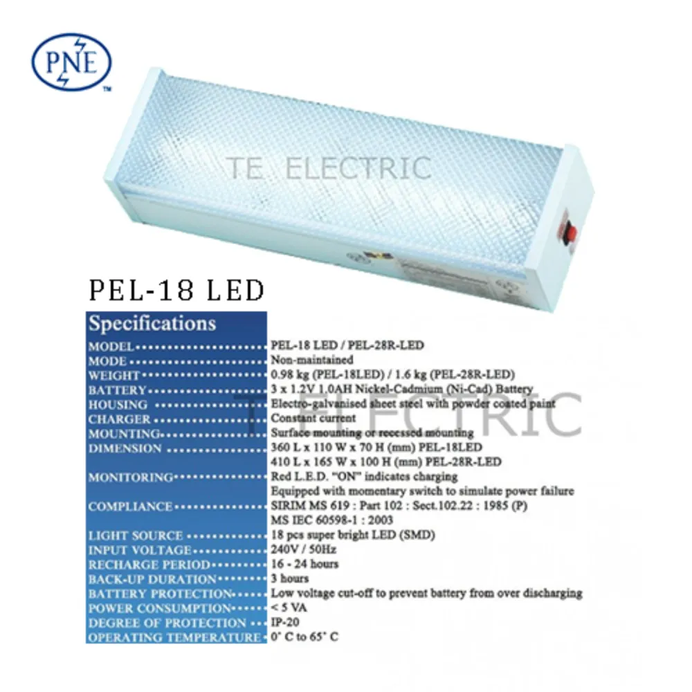 PNE PEL - 18 LED EMERGENCY LIGHT SELF CONTAINED LUMINAIRE SURFACE MOUNTING TYPE BOMBA APPROVED