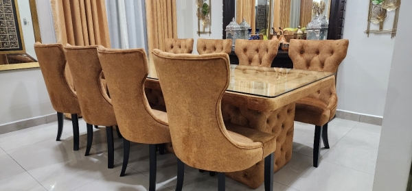 TEMPERED GLASS DINING SET 8CHAIR Dining Chair Shah Alam, Selangor, Kuala Lumpur (KL), Malaysia Modern Sofa Design, Chesterfield Series Sofa, Best Value of Chaise Lounge | SYT Furniture Trading