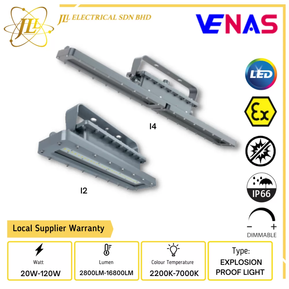 VENAS EX I SERIES 20W-120W AC100-277V IP66 DIMMABLE LED EXPLOSION PROOF LINEAR LIGHT [I2/I4]