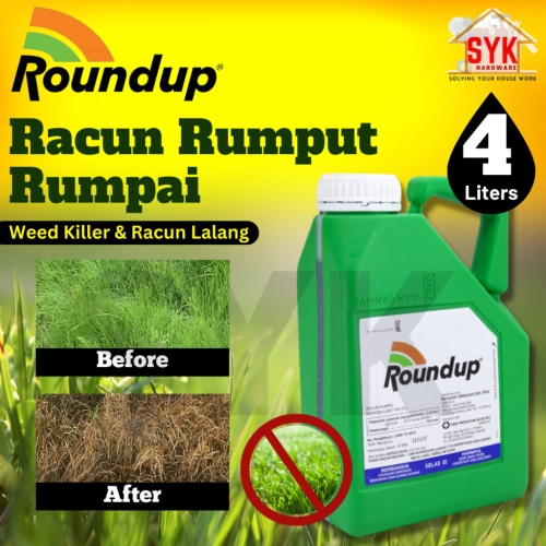 SYK Roundup 4 Liters Glyphosate 41% Racun Rumput Rumpai Racun Lalang Organic For Weed Gardening Herbicide